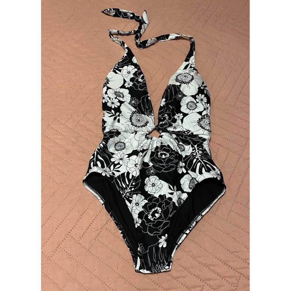SEAFOLLY Australia Black One Piece Cutout Swimsuit Size 6 Womens Small Swim New